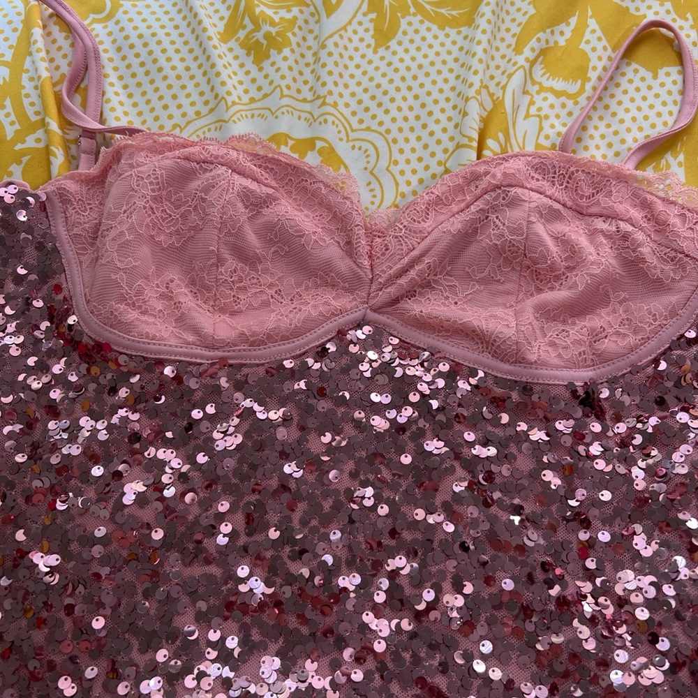Cider Blush Pink Lace and Sequin Camisole